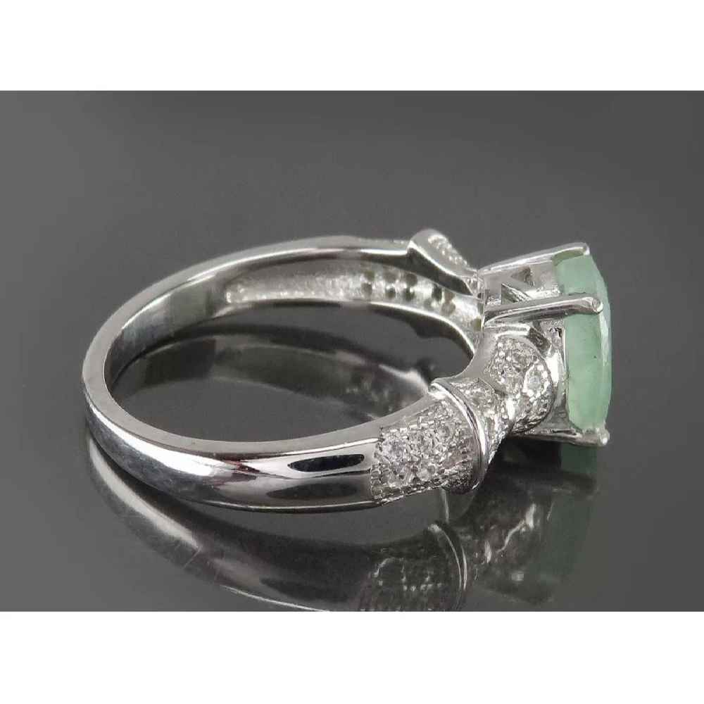 Groene Smaragd Zilveren Ring voor Vrouwen Verloving Sanaz