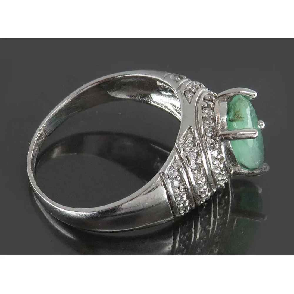 Groene Smaragd Zilveren Ring voor Vrouwen Verloving Sara