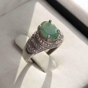 Groene Smaragd Zilveren Ring voor Vrouwen Verloving Sara