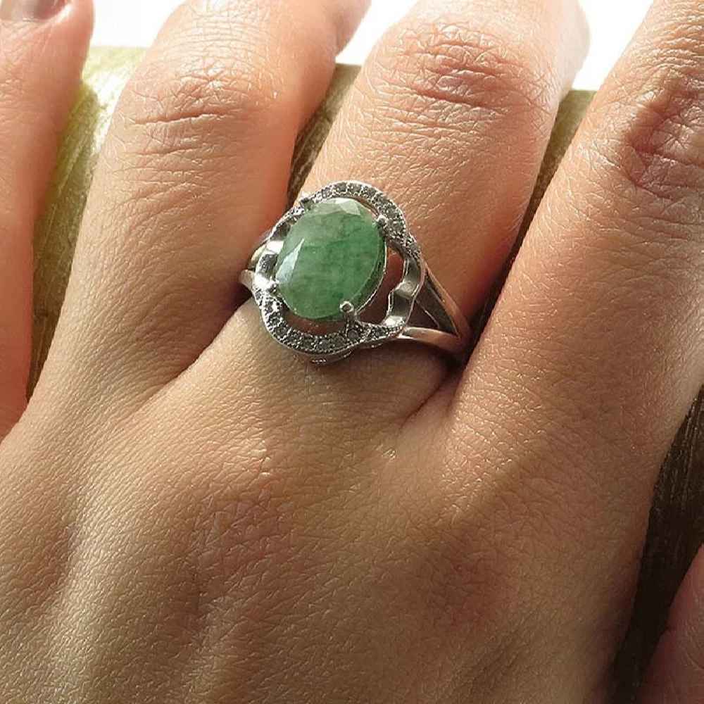 Groene Smaragd Zilveren Ring voor Vrouwen Verloving Sarvenaz