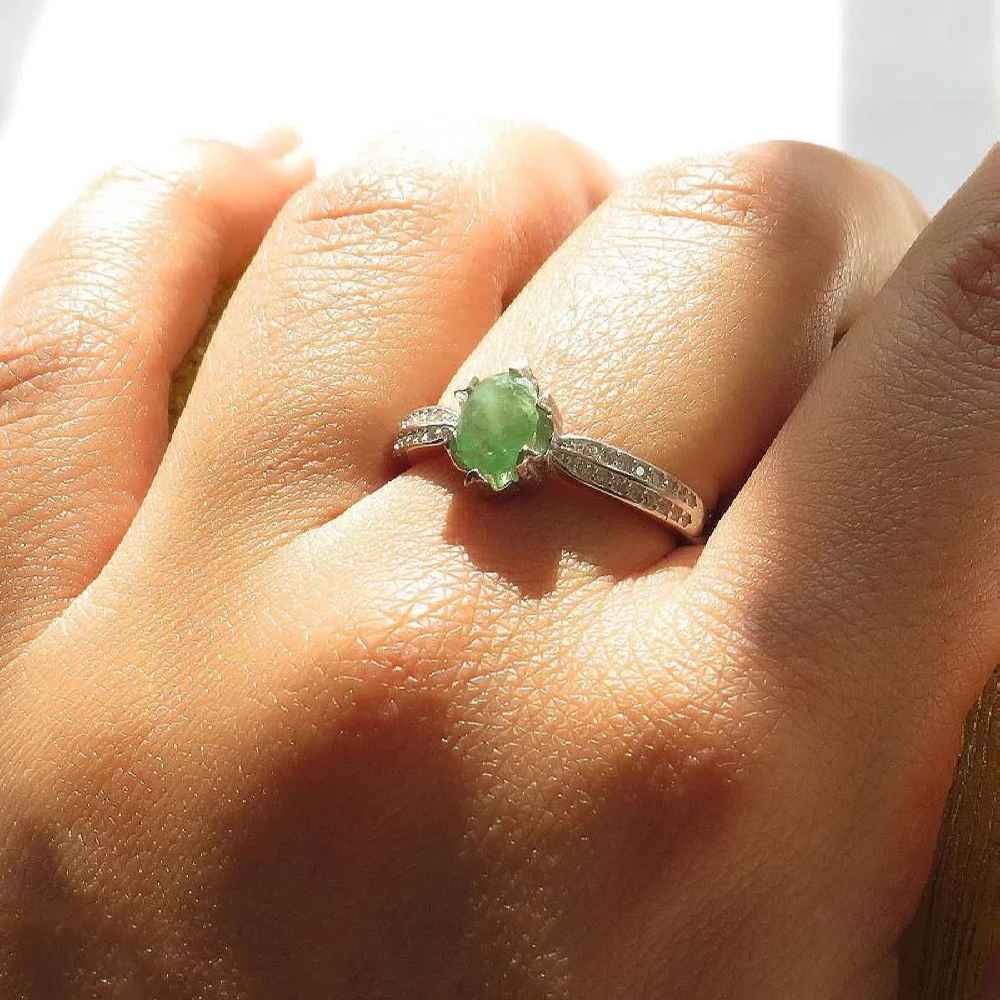 Groene Smaragd Zilveren Ring voor Vrouwen Verloving Sepid