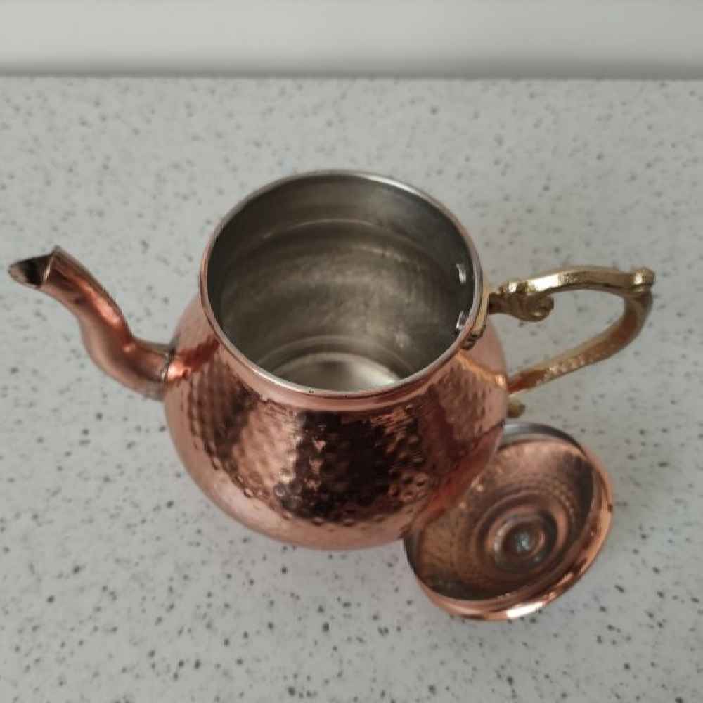 Perzische Koperen Theepot Handgemaakt en Gehamerd Foad
