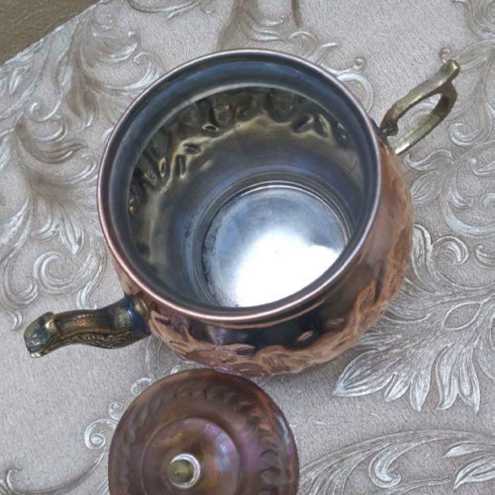 Perzische Koperen Theepot Handgemaakt en Geslagen Sushian