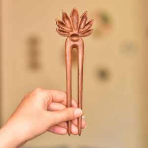 Houten Haarvork Handgemaakt Lotusbloem – Groot