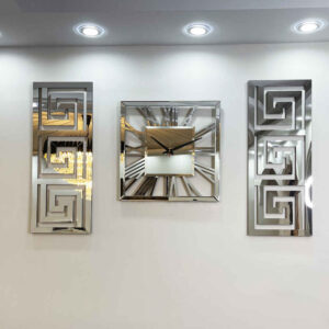 Moderne 3-Delige Wandklok Set – Harper (Zilver)