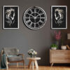 Moderne 3-Delige Wandklok Set – Paard (Zilver - Model 2)