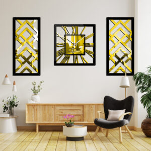 Moderne 3-Delige Wandklok Set – Kian (Goud)