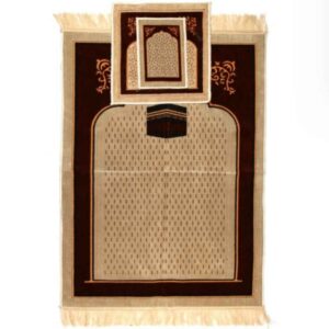 Islamitisch Gebedskleed Gevoerde Fluwelen Sajadah Kaaba & Mihrab