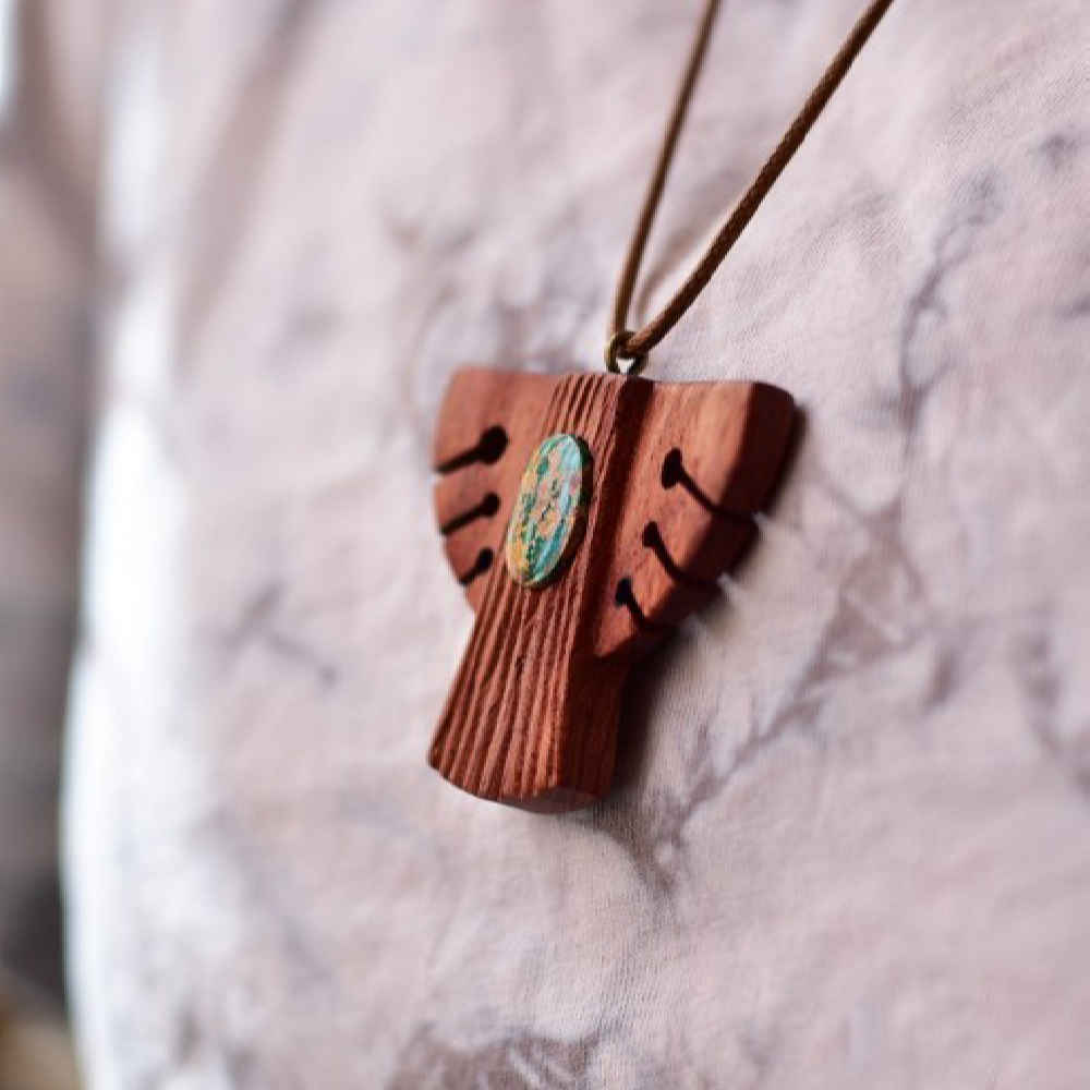 Houten & Turquoise Hanger Ketting Model Ahura