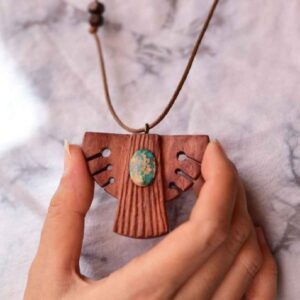 Houten & Turquoise Hanger Ketting Model Ahura