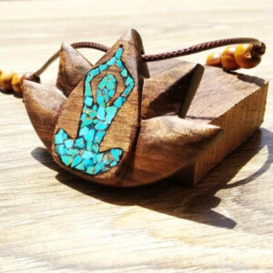 Houten Ketting met Turkoois Artistieke Stijl Yoga
