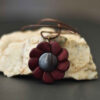 Gesneden Houten Hanger met Agaat Edelsteen Handgemaakt Artistiek Flower
