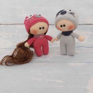 Amigurumi handgemaakte gehaakte pop set van 2 meisjes