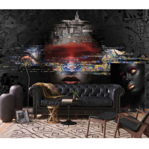 Zwart Abstracte Muurmuurschildering Model Zhivar