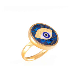 Stalen Zegelring Lapis – Kwaad Oog Symbool