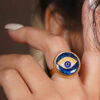 Stalen Zegelring Lapis – Kwaad Oog Symbool