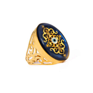 Stalen Zegelring Blauw – Boze Oog Bescherming