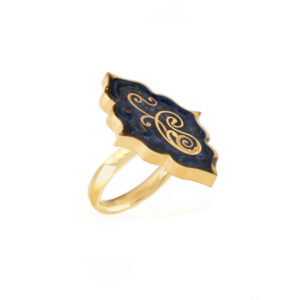 Stalen Zegelring Paisley – Blauw & Goud Design