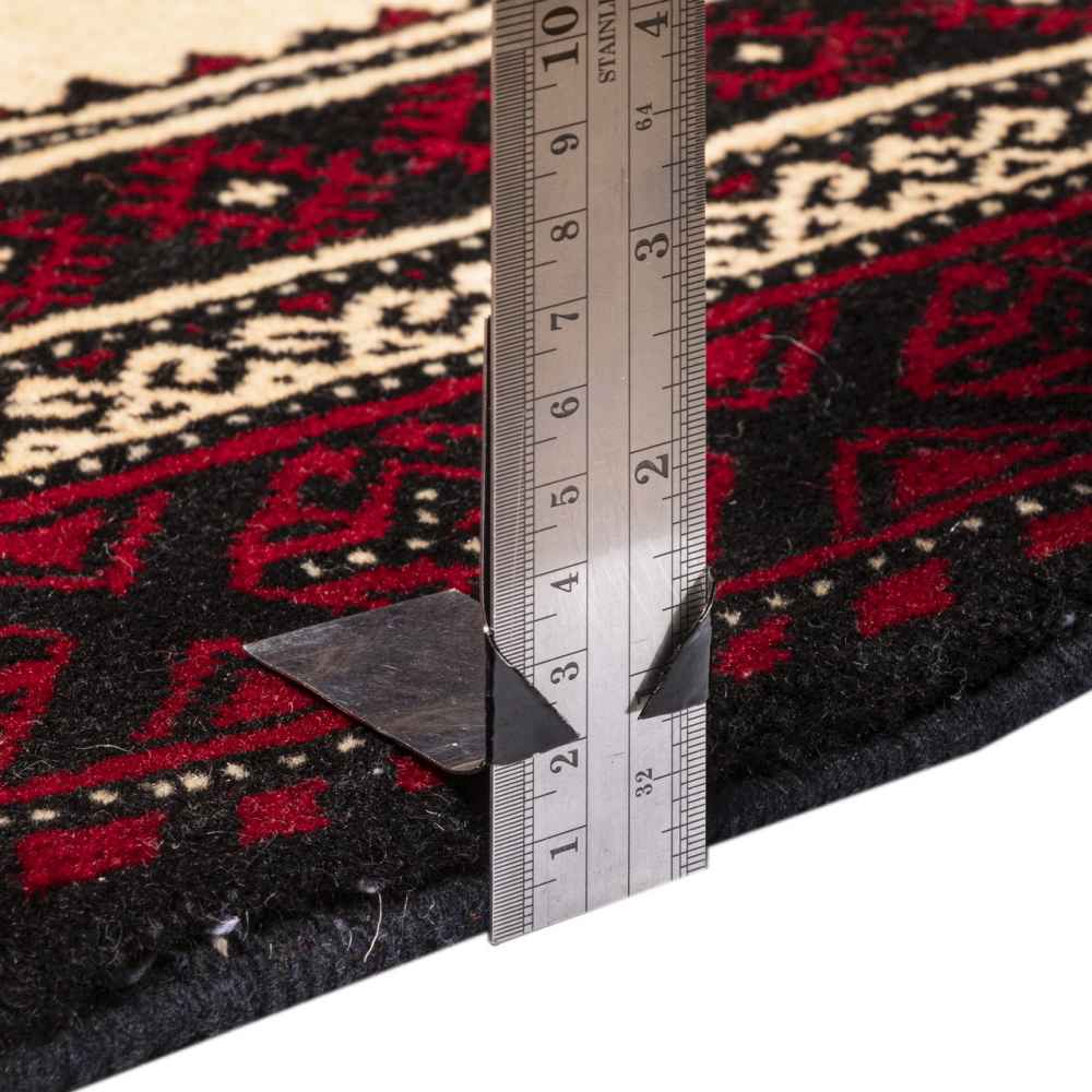 Handgeknoopt Perzisch Kashmar Mona Loper (Tribaal Geometrisch Medaillon) – Rode Wol