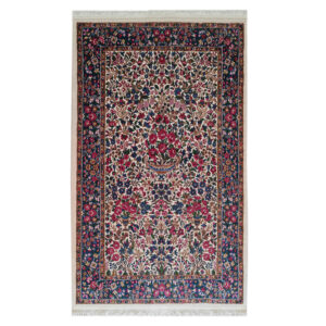 Handgeknoopt Perzisch Kerman Kiana Tapijt (Elegant Bloemenpatroon) – Rode Wol