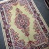 Handgeknoopt Perzisch Kerman Narenj Tapijt (Klassiek Bloemenmedaillon) - Groene Korkwol
