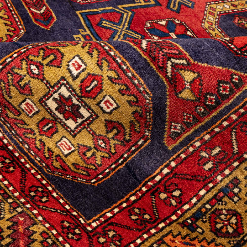 Vintage Perzisch Ardabil Negar Tapijt (Tribaal Geometrisch Medaillon) – Oranje Wol