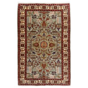 Vintage Perzisch Ardabil Sana Tapijt (Tribaal Geometrisch Medaillon) – Koperkleurige Wol