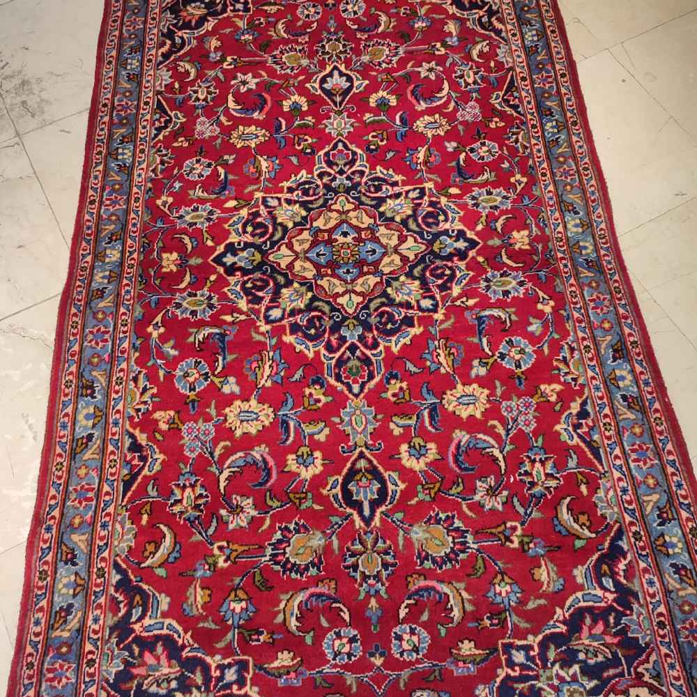 Vintage Perzisch Kashmar Ghadimi Tapijt (Traditioneel Bloemenmedaillon) – Rode Wol