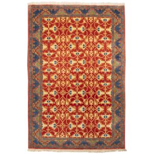 Handgeknoopt Perzisch Yazd Laleh Tapijt (Klassiek Geometrisch Patroon) – Oranje Wol