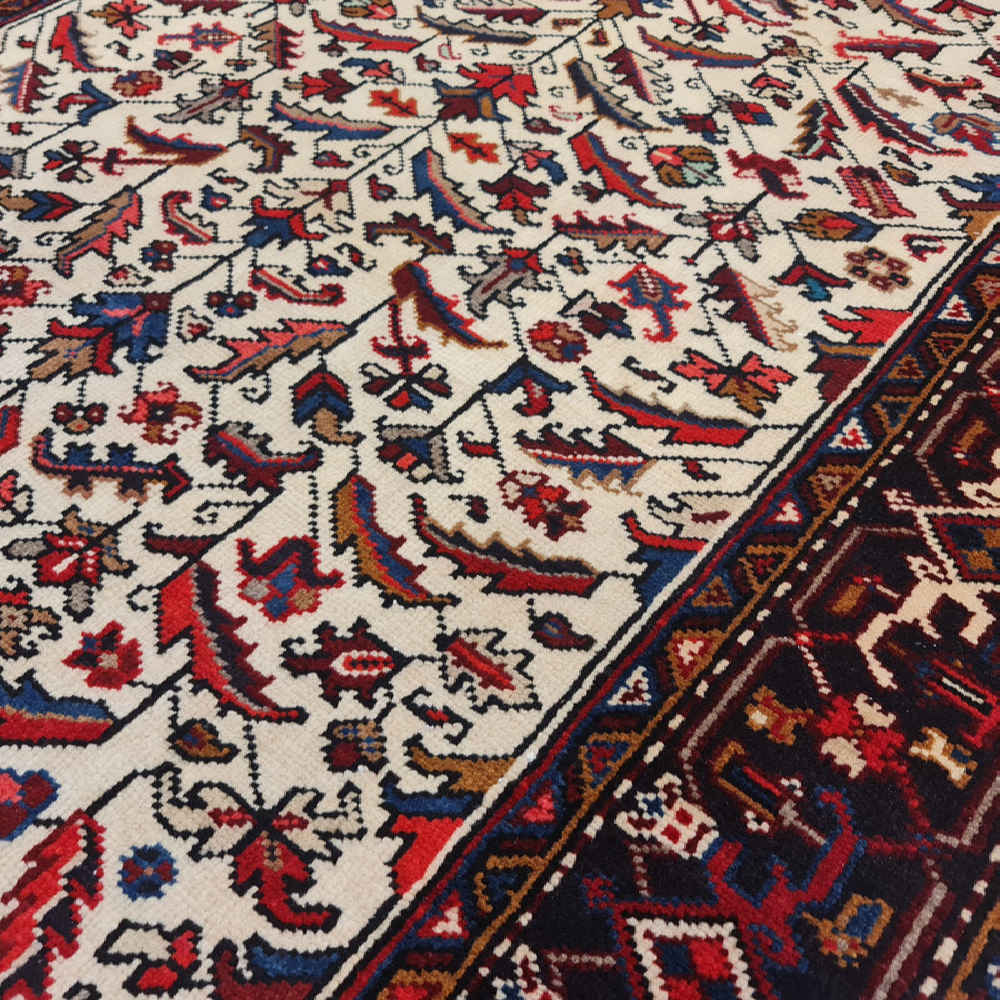 Vintage Perzisch Ardabil Haleh Loper (Tribaal Geometrisch Medaillon) – Rode Wol