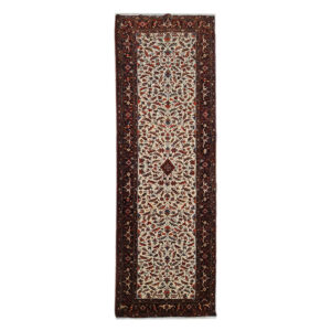 Vintage Perzisch Ardabil Haleh Loper (Tribaal Geometrisch Medaillon) – Rode Wol