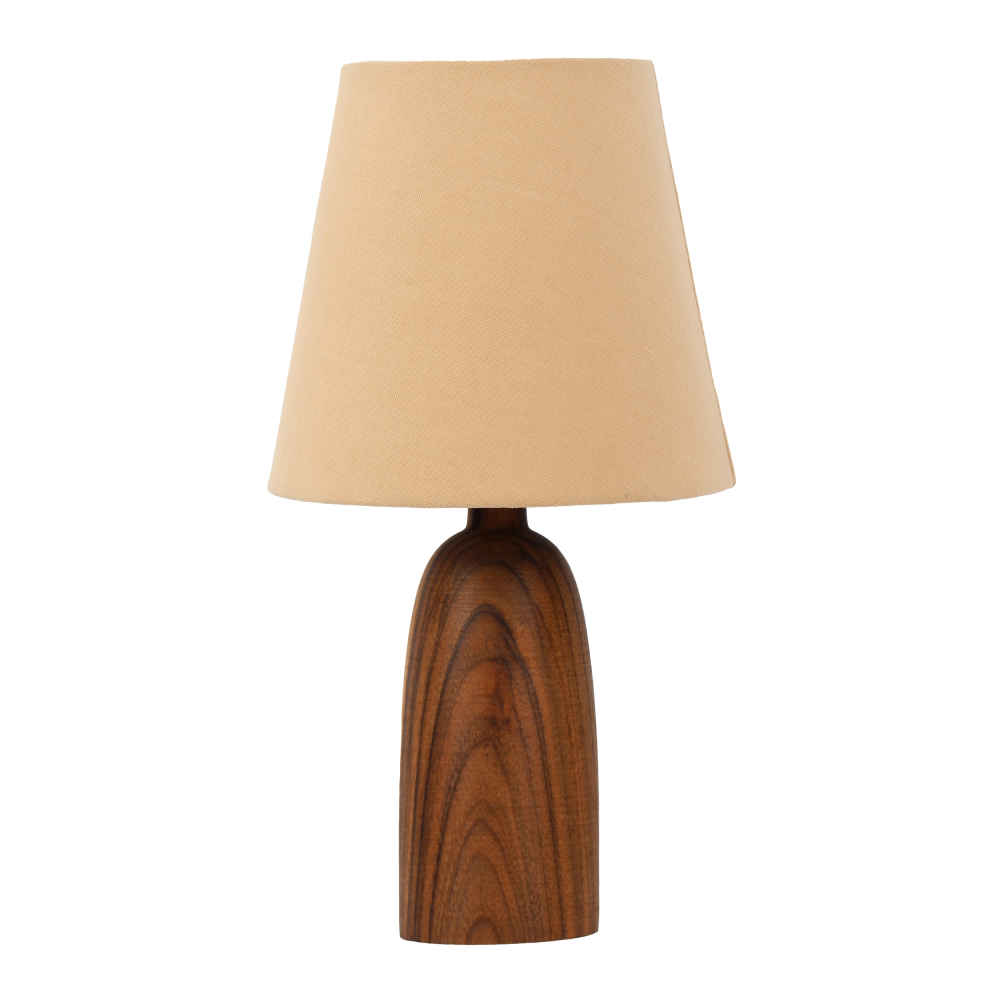 Minimalistische handgemaakte houten urnvormige tafellamp