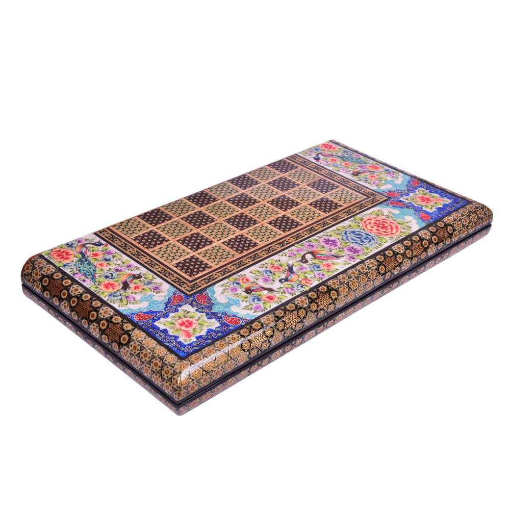Perzisch Ingelegd Houten Marqueterie Schaakbord Model Golban