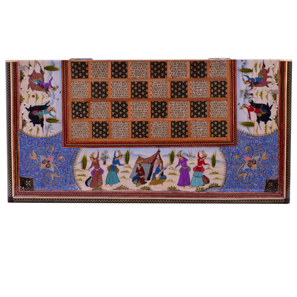 Perzisch Ingelegd Houten Marqueterie Schaakbord Model Nafis