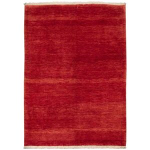 Handgeknoopt Perzisch minimalistisch Gabbeh tapijt – Effen, Rood, Wol