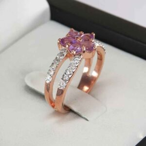 Zilveren Ring Bloem – Amethist Design