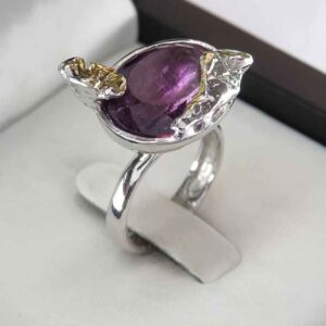Zilveren Ring Bahar – Ambachtelijk Purper