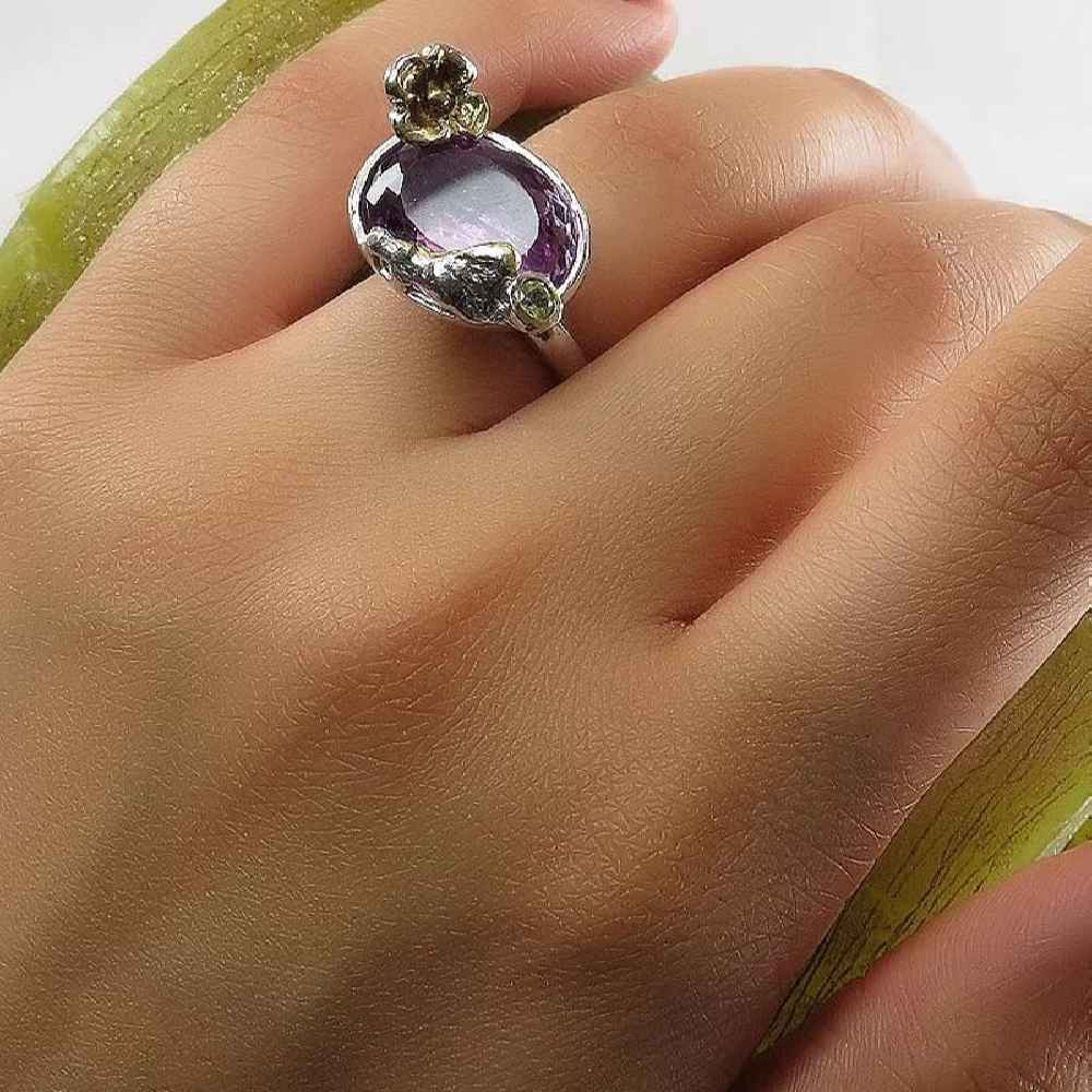 Zilveren Ring Bahar – Ambachtelijk Purper