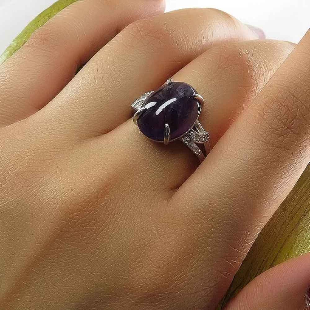 Zilveren Ring Daam – Paarse Edelsteen