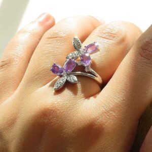 Zilveren Ring Vlinder – Amethist Design