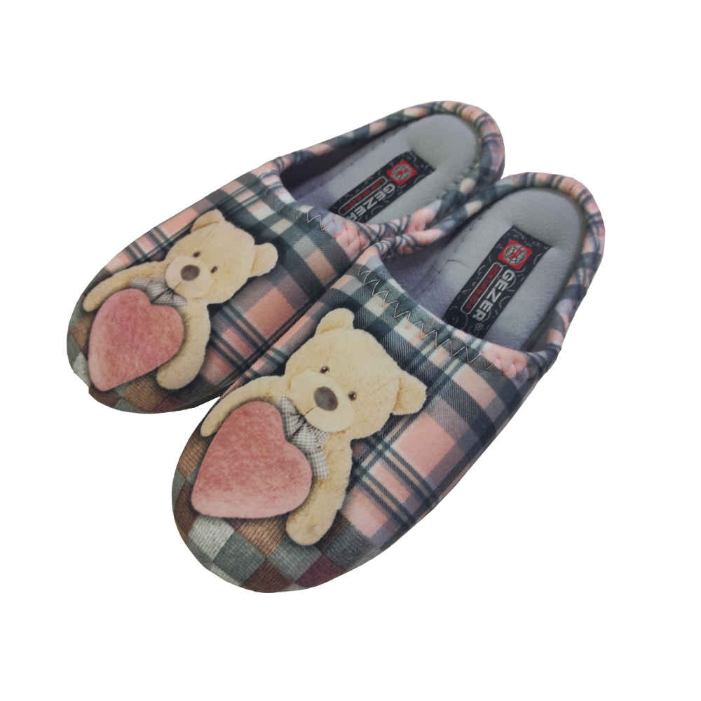 Zachte Grijze Dames Pantoffels Model Teddybeer