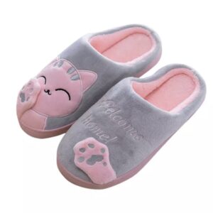 Zachte Dames Pluche Pantoffels Model Kat
