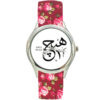 Dames Bloemige Boho Stoffen Sjaalhorloge – Perzische Calligrafie Hich