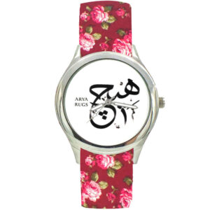 Dames Bloemige Boho Stoffen Sjaalhorloge – Perzische Calligrafie Hich
