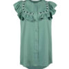 Dames Korte Mouw Borduurde Blouse Bornos