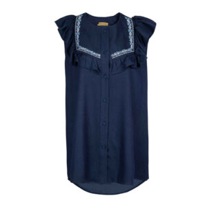 Dames Korte Mouw Borduurde Blouse Bornos