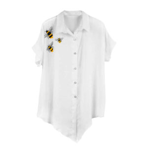 Dames Korte Mouw Borduurde Blouse Model Bee
