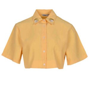 Dames Korte Mouw Borduurde Blouse Model Luna