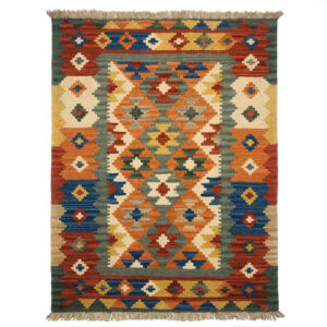 Perzische Kilim Handgeweven – Model Elyas Bruin – Geometrisch Wollen Tapijt
