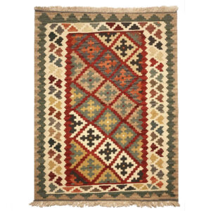 Perzische Kilim Handgeweven – Model Haroon Grijs – Geometrisch Wollen Tapijt